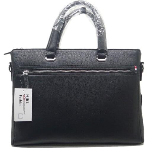 New Male Genuine Leather Handbag Zipper Black High Quality Briefcase Free Shipping