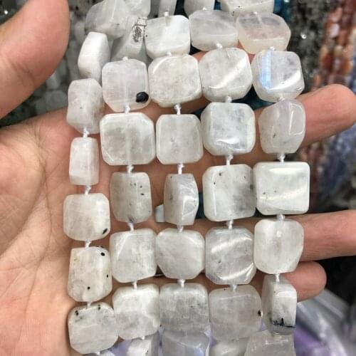 Wholesale 3strings 15.5" Natural Moonstone Square Beads Nugget Bead,Moon Stone Gem Jewelry Making Beads Wholesale Price