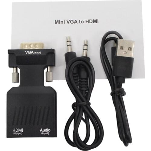 VGA to HDMI Converter 1080P VGA to HDMI adapter with Video 1080P for PC Laptop to HDTV Projector with audio cable