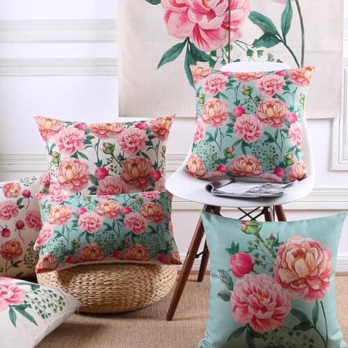 Wholesales Pillow Cover Country Style Shabby Chic Pink Peony Floral Cushion Cover Home Decorative Pillow Case 45x45cm/30x50cm