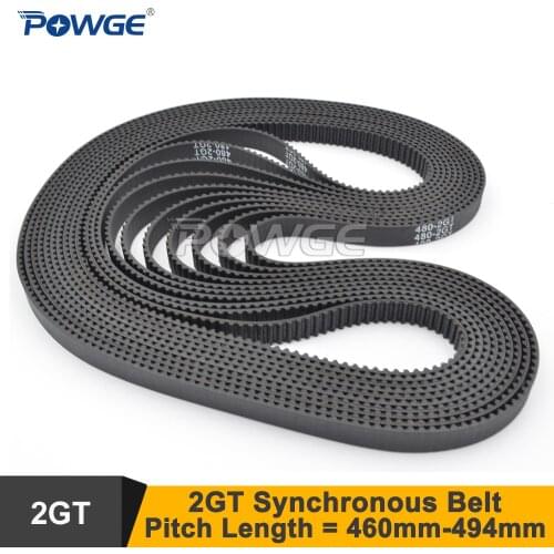 POWGE 10pcs 444 450 460 466 480 488 2GT Timing Belt W=6/9mm Teeth=222/225/230/233/240/244 GT2 Closed-Loop Synchronous Belt