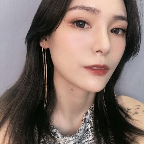 Simple Rhinestone Long Tassel Earrings for Women Bridal Shiny Crystal Wedding Drop Earrings Gold Silver Color Statement Jewelry