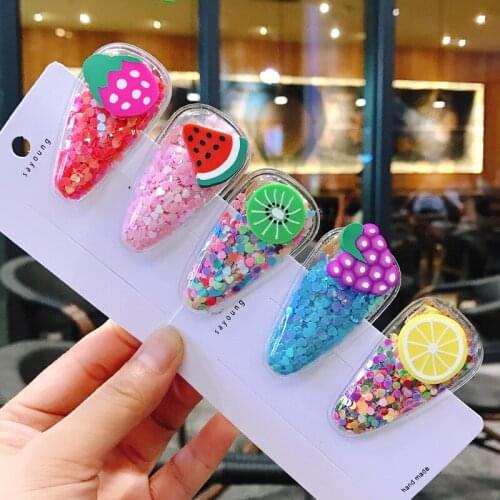 Handmade Macarons Colorful Cute Barrettes Cartoon Flower Fruit Clay Pendant Hairpins For Women&Girl Daily Children Jewelry Gift