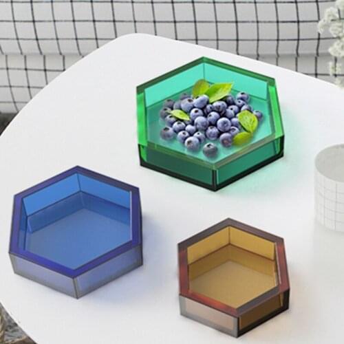 Hexagonal Fruit Storage Box Epoxy Resin Mold Serving Tray Jewelry Holder Casting Silicone Mould DIY Crafts Ornament Mold
