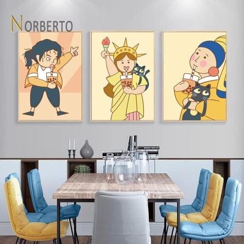 Nordic Abstract Canvas Painting Poster Print Cartoon Creative Spoof Celebrities Figure Pictures for Home Rooms Wall Decoration