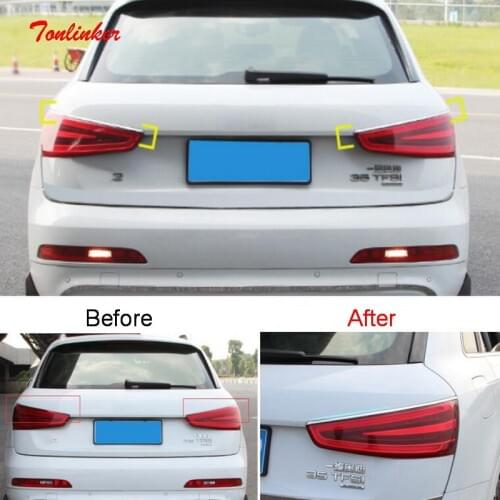 Tonlinker The Rear HeadLight Eyebrows Cover Case Stickers for AUDI Q3 2013-15 Car Styling 2 PCS Stainless Steel Cover stickers