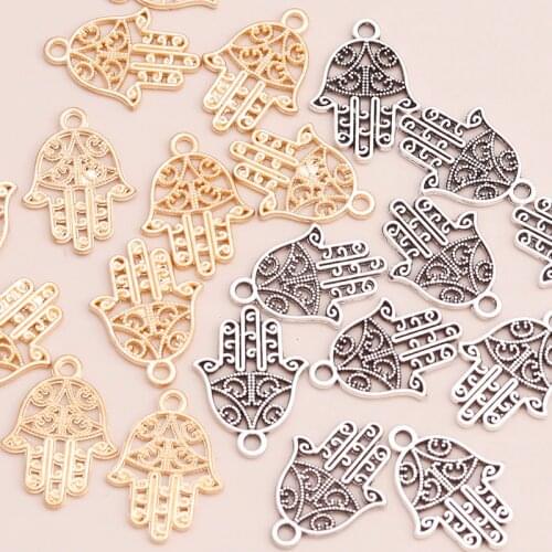 50pcs Vintage Hamsa Hand Charms fit Jewelry Makings Lucky Fatima Metal Zinc Alloy Handmade Diy Charms Making