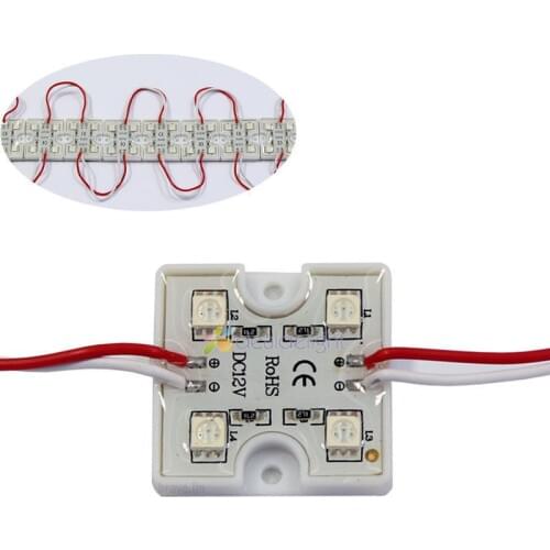 20pcs DC 12V 4 Leds 5050 SMD Red color Waterproof LED Module Light Lamp For Advertising Free Shipping
