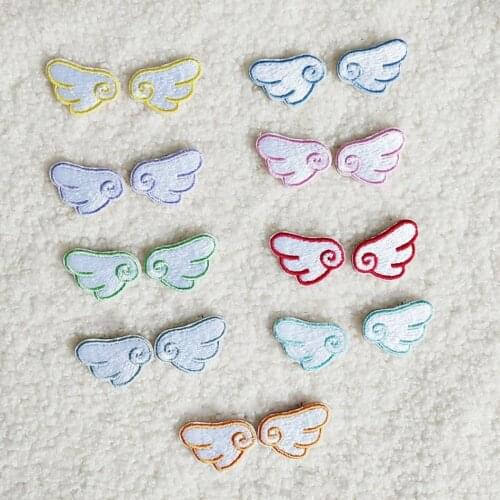 High Quality Self-adhesive Small Wing Embroidered Patches for Clothes Sticker Iron on Clothing Bag Shoes Cartoon Pink Appliques