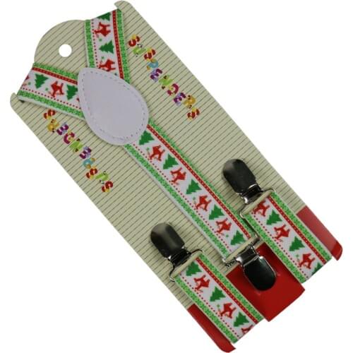Winfox Kids Boys Girls Children Tree Deer Trousers Pants Y-Back Clip-on Adjustable Elastic Braces Suspenders Christmas