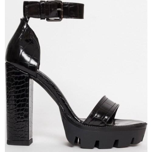 Women platform PU high heel sandals casual women shoes square heels summer sandals shoes solid sexy casual shoes for women