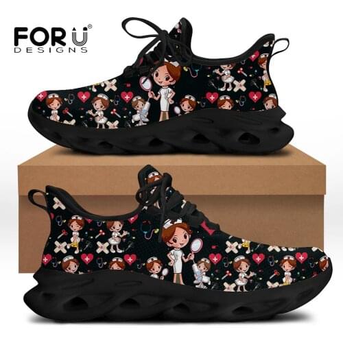 FORUDESIGNS Cute Nursing Shoes Women Lace Up Beach Sneakers Girl Nursing Shoes Casual Flats Walking Sneakers Summer Footwear