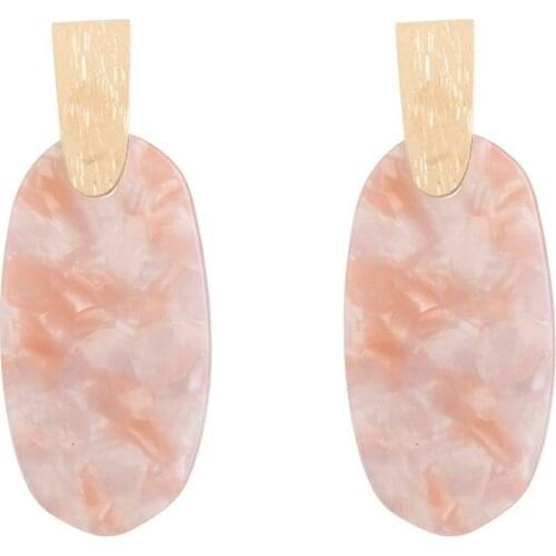 ZWPON Famous Brand Jewelry Pink Oval Aragon Drop Earrings for Women Copper Bar Statement Colorful Resin Leopard Earrings