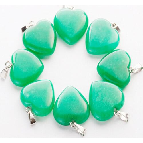 1pcs Watermelon red Natural Stone Crystal Heart Necklace Pendant for Jewelry Making