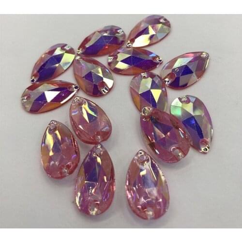 10*18mm 10pcs Water drop flat transparency base color AB Rhinestone Beads, DIY Nail Art Jewelry Decoration Sew On Garment