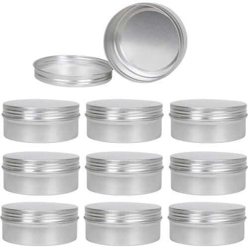 10pcs 250ml Round Metal Tin Jar Aluminum Box Cosmetic Cream Can Candy Storage Pot Black Candle Containers 8.5oz