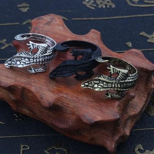 2020 Punk Ring Neo Gothic Crocodile Retro Bronze Black Mens Fashion Jewelry Ornaments Christmas Gifts Wholesale