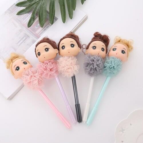 25 pcs Gel Pens Confused Girl lace black colored kawaii gift gel-ink pens for writing Cute stationery office school supplies