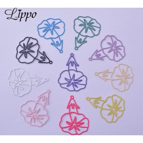 50pcs AC11590 23*35mm Morning glory Charms Plant Petunias Pendant Drop Earring Findings