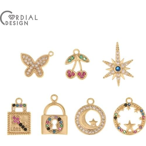 Cordial Design 30Pcs Earrings Accessories/CZ Pendant/Hand Made/Genuine Gold Plating/DIY Charms/Jewelry Findings & Components
