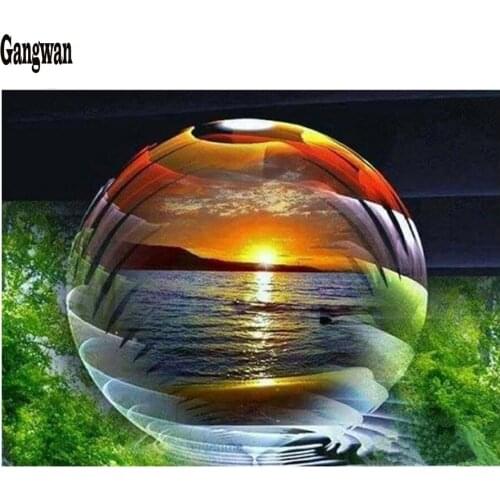 3d diy diamond painting sunrise landscape, full round/square resin diamond embroidery,diamond cross stitch,natural scenery,decor