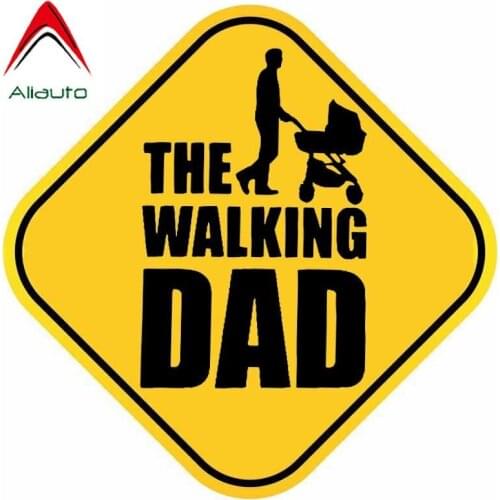 Aliauto Warning Car Sticker The Walking Dad Baby on Board Cute Waterproof Cover Scratch Anti-UV Accessories PVC Decal,15cm*15cm