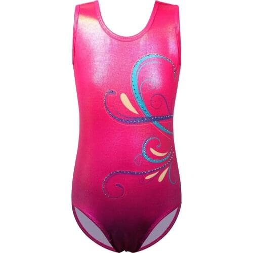 BAOHULU Sparkle Girls Jumpsuit Teens Ballet Leotard Sleeveless Gymnastics Leotard Professional Practice Costume Dance Wear