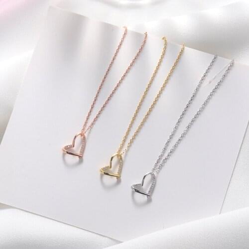 ModaOne Irregular love Heart Luxury Rose Gold Color Cubic Zirconia Clavicle Chain Necklace For Women Girls Korean Trendy Jewelry