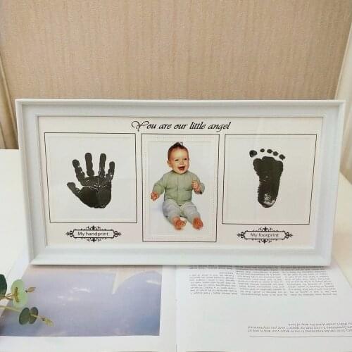 Creative DIY Baby Souvenirs Casting Photo Frame for Baby Handprint Footprint Kit Newborn Footprint Ink Pad Infant Photo Frame