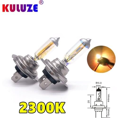 KULUZE 2 Pcs H7 12V55W Headlamp 2300K Px26d Halogen Lamp Replace Upgrade Super Yellow Rain And Fog Proof Light Car Bulbs