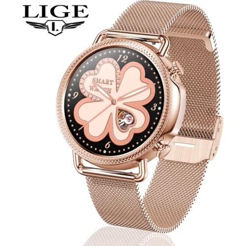 LIGE Fashion Smart Watch Women Heart Rate Blood Pressure IP67 Waterproof Womens Watch Music Control Fitness Tracking Smartwatch
