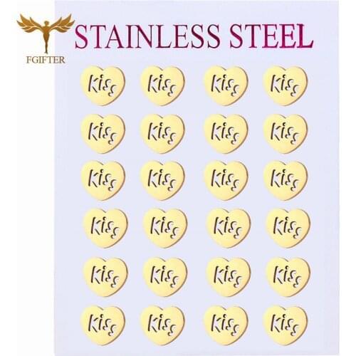 Love Heart Ear Studs for Women Hollow Kiss Earrings Golden Stainless Steel Woman Accessories Romantic Fashion Couple Jewelry