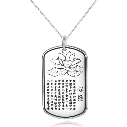 ModaOne 925 Sterling Silver Jewelry Amulet Buddha Lotus Baltic Buddhist Scriptures Pendant Neckace With 45cm Box Chain