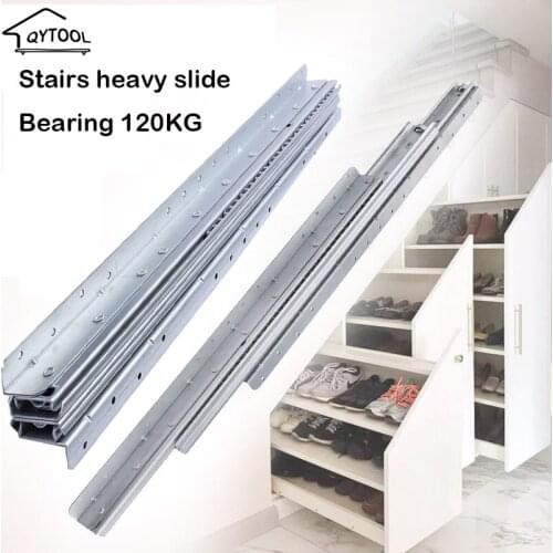Staircase Base Shoe Wine Cabinet Track Three Section Heavy Drawers Guides Ball Guides Telescopic Extension Sliding Rails Drawers