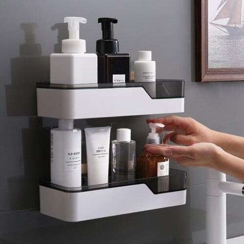 Wall-mounted Bathroom Shelves Cosmetic Shampoo Storage Kitchen Organizer For Bathroom Accessories Housekeeper On Wall Rack