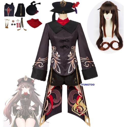 Anime Game Genshin Impact Hutao Cosplay Costume Wigs Hu Tao Cosplay Chinese Style Uniform For Women Halloween Costumes