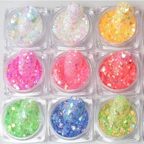Holographics Nail Sequins Crystal Shinning UV Gel Polish Flakes Palliette Mixed Hexagon Glitter Powder Nail Art Decorations