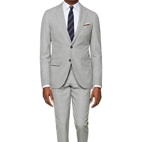 Luxury 100% Wool Super 120 Pure Wool Suits Tailor Made Suits Light Gray Wedding Suits Custom Made Men Suits Cosutmes Sur Mesure