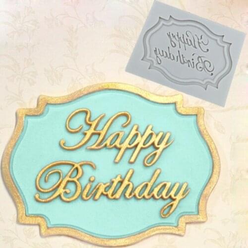 Happy Birthday Mini Plaque Mould Fondant Cake Decor Tool Silicone Mold Sugarcraft Chocolate Baking Tools for Cakes Gumpaste Form