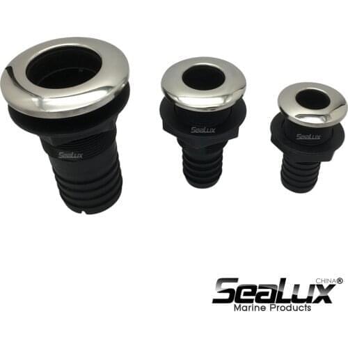 Sealux Straight Small Thru Hull with Stainless Steel 316 Cover with or without Flapper Nylon Plastic for Yacht Boat Marine