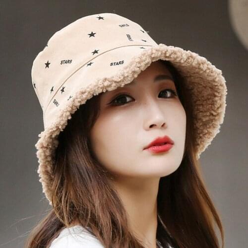 Foldable Womens Washed Cotton Cap 2021 New Winter Warm hat Lamb Woolen Bucket Hats Multicolor Elegant Trend Ladies Casual Hat