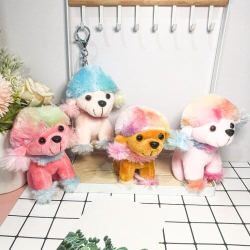 Pretty poodle New colorful dog plush doll pendant cute puppy Student Bag Keychain baby bed Decoration13cm kids christmase gift