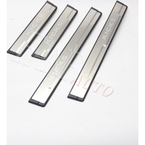 Car Styling Stainless Steel Led Door Sill Scuff Plate Guard Sills Protector Trim For Nissan Kicks 2016 2017 2018 2019 2020