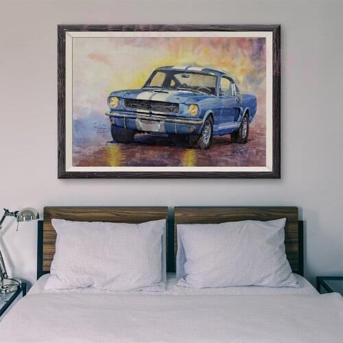 T156 Retro Racing Car Classic Painting Blue car 18 Custom Silk Poster Home Deco Wall Art Christmas Gift
