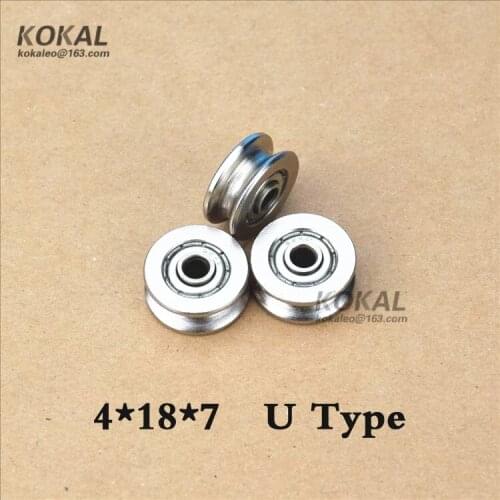 [U0418-7]NON-Standard 624ZZ inner ring width 8mm U groove type for medical instruments wheel pulley 4*18*7