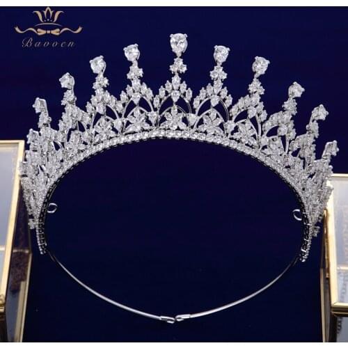 Gorgeous Full Zircon Crystal Brides Tiaras Crowns Wedding Hairbands Royal Queen Evening Hair Jewelry Wedding Accessories