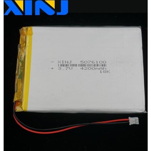 XINJ 3.7V 4200mAh Li lithium polymer battery lipo cell 5076100 2pin JST 2.0mm For GPS PDA MID PSP iPAQ PDF Power bank Tablet PC