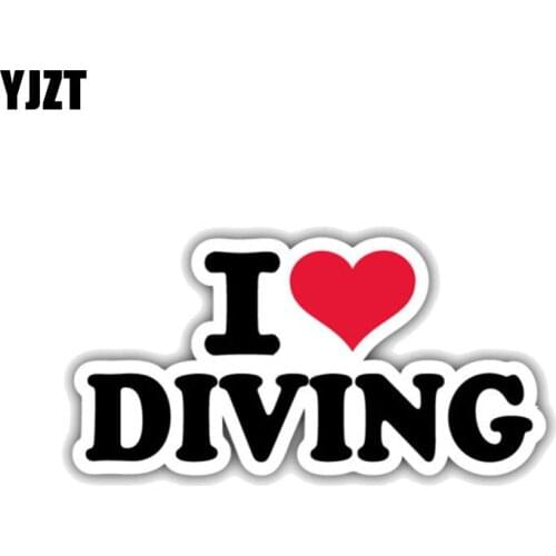 YJZT 12.7CM*6CM Interesting I Love Diving PVC Motorcycle Car Sticker 11-00435