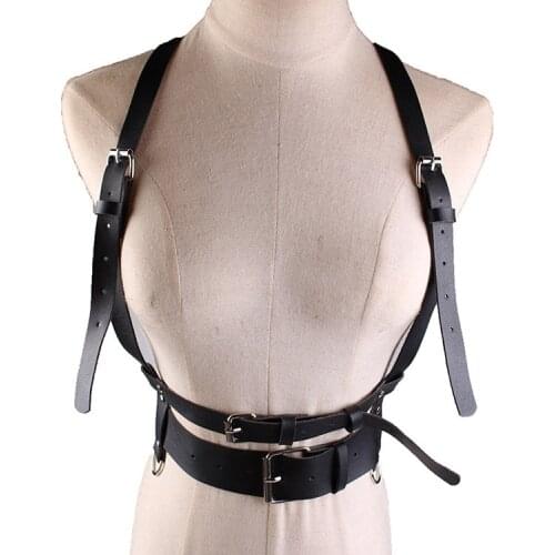 Women Sexy Leather Body Bondage Cage Sculpting Harness Wide Waist Belt Straps Garter Belts Waistband Harajuku Punk Suspenders
