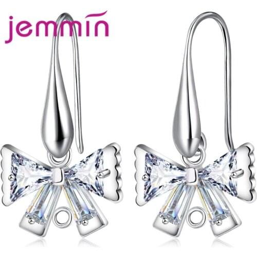 10 PCS Cute Crystal Bownknot Earrings Clasp Fashion 925 Sterling Silver DIY Jewelry Finding for Women Earrings Making